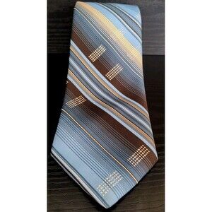 1970’s Don Loper Beverly Hills Men's Necktie 100% Poly Fat 3.5" 56" Blue Striped